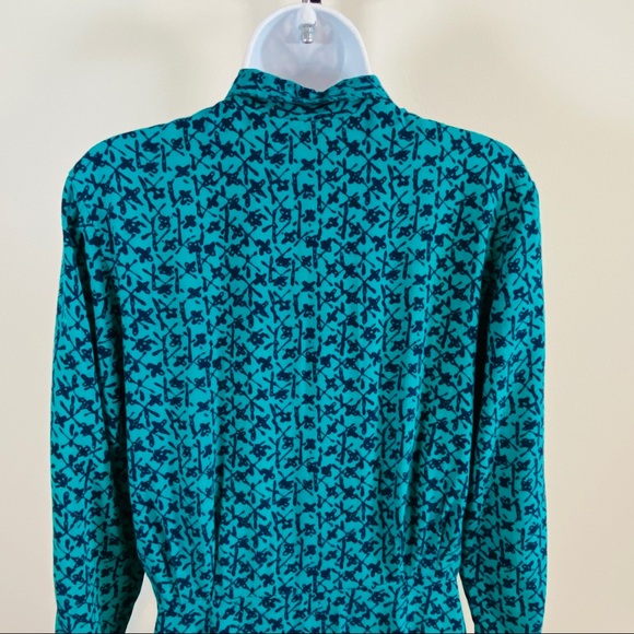 Vintage Print Blue on Blue Pattern Wrap Dress by Johnathan Martin - Picture 4 of 13